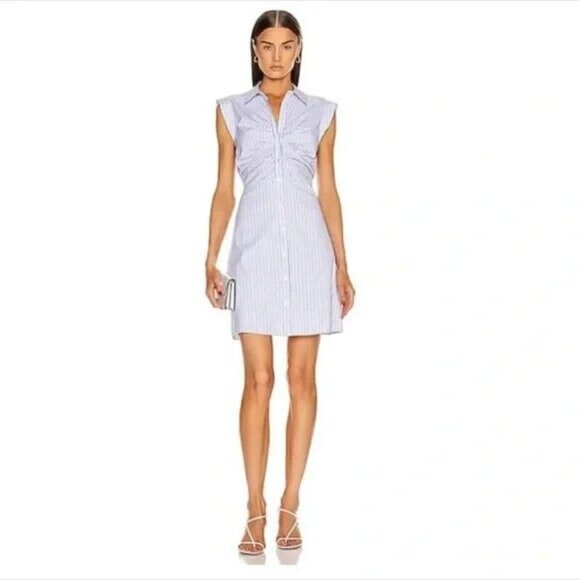 Veronica Beard Ferris Dress Blue White Striped Shirt Dress Size 8 NWT $450
